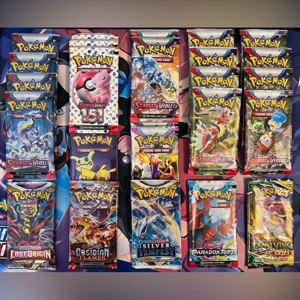 Pokémon card booster packs (empty)